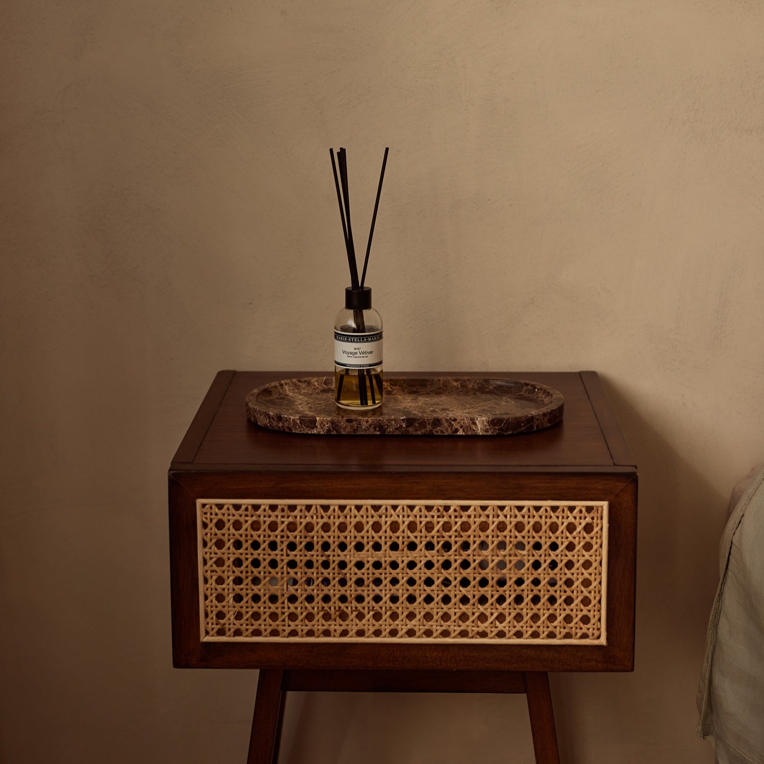 Marble tray oval 30x15cm brown