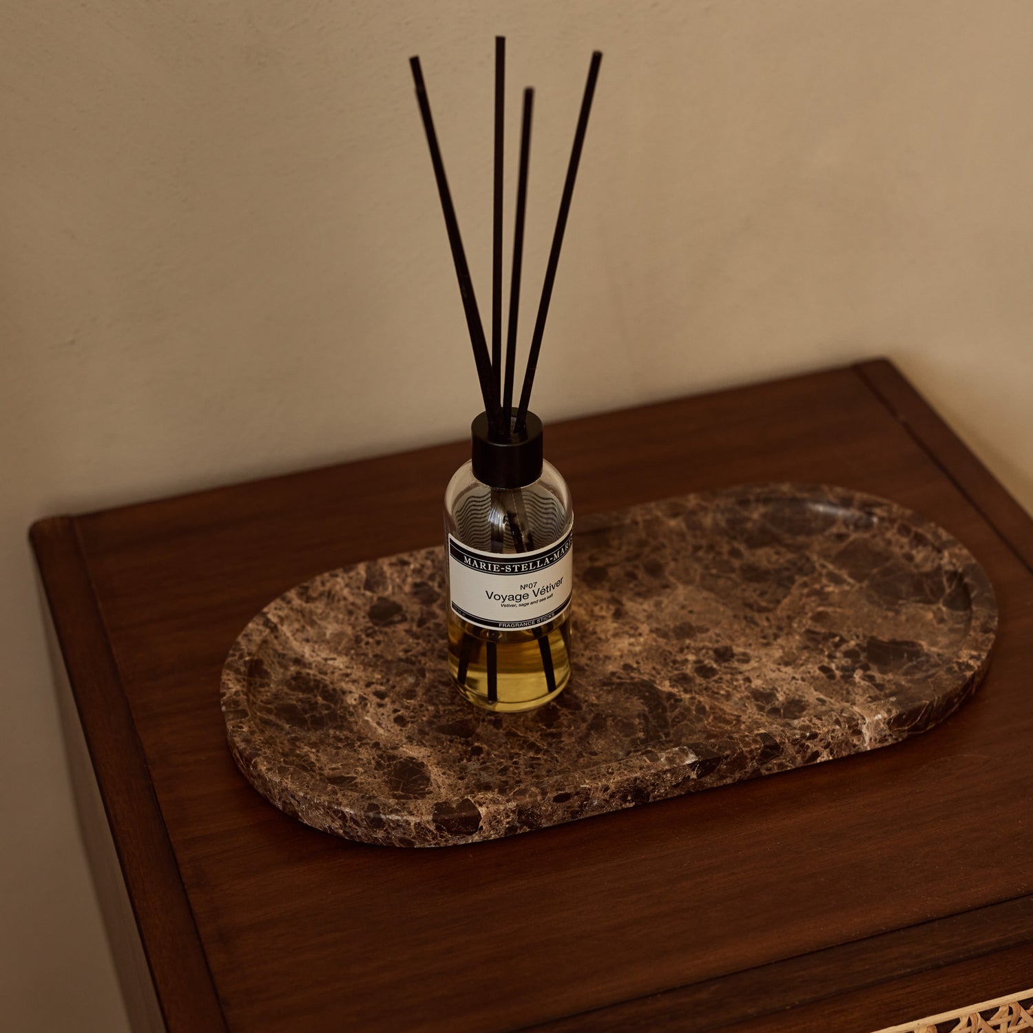 Marble tray oval 30x15cm brown