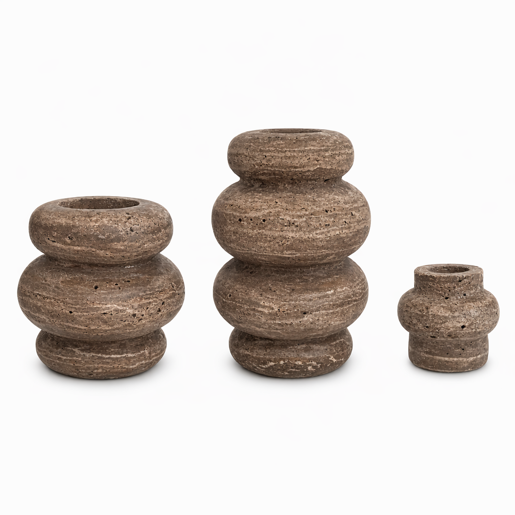 Bublé vase M Ø20x21cm Titanium travertine