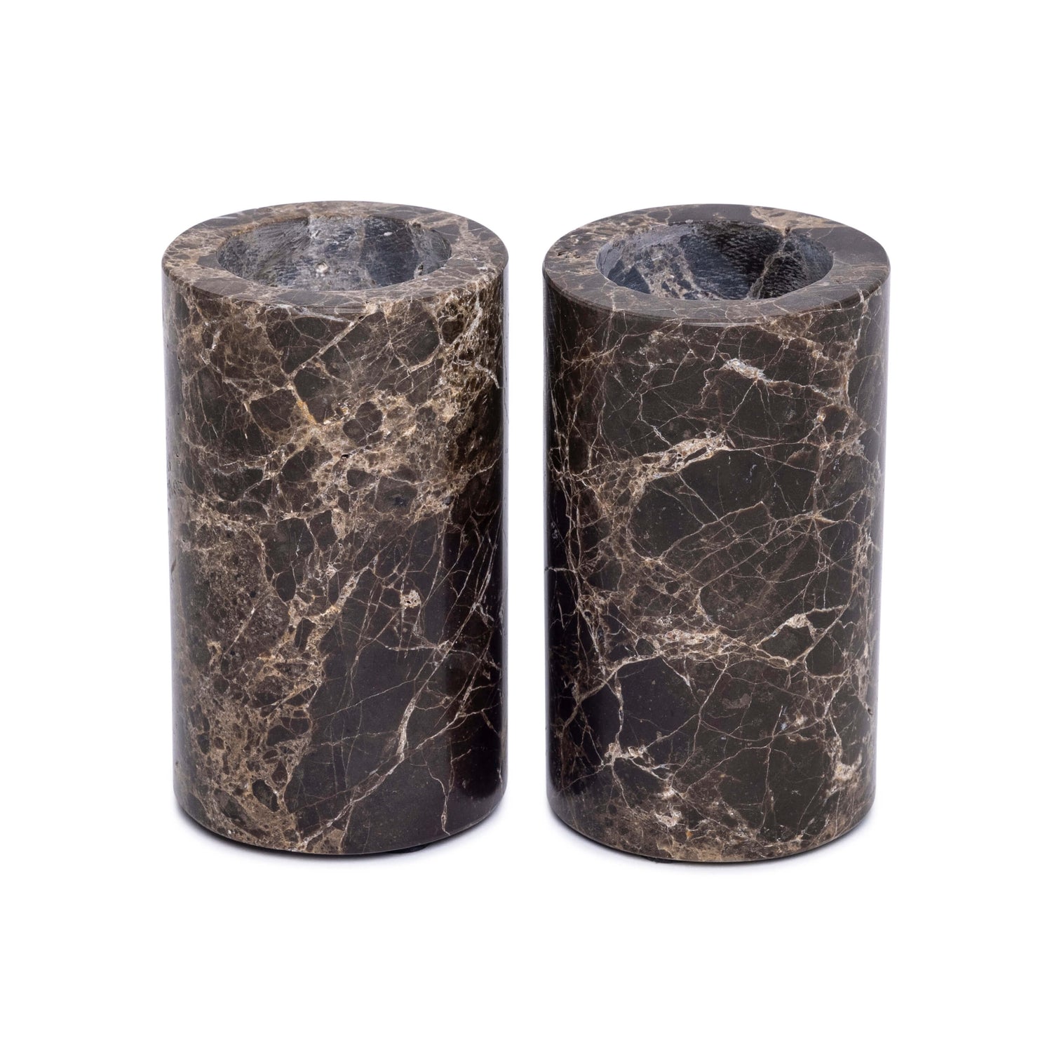 Marble tea light holder L Ø6x10cm brown