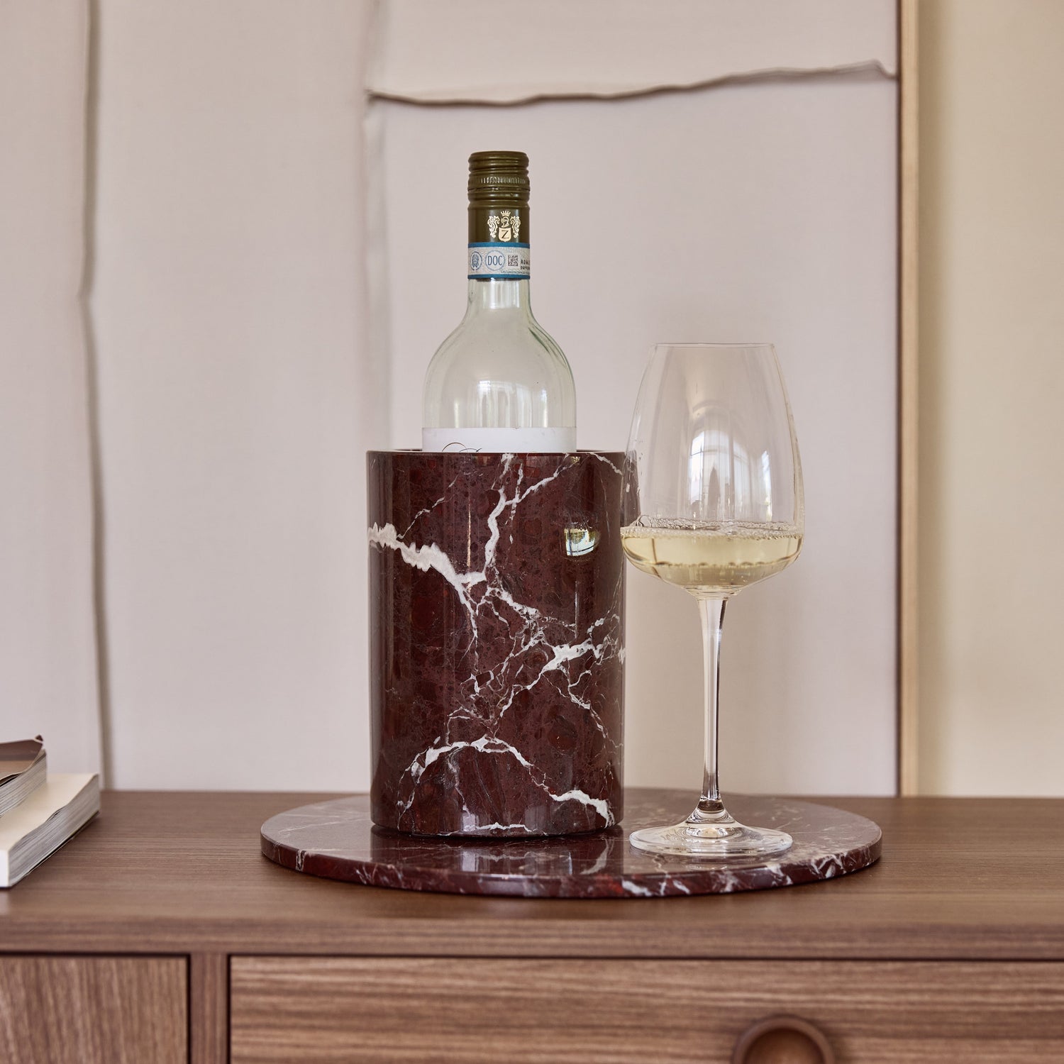 Marble vase/wine cooler red Ø12x18cm