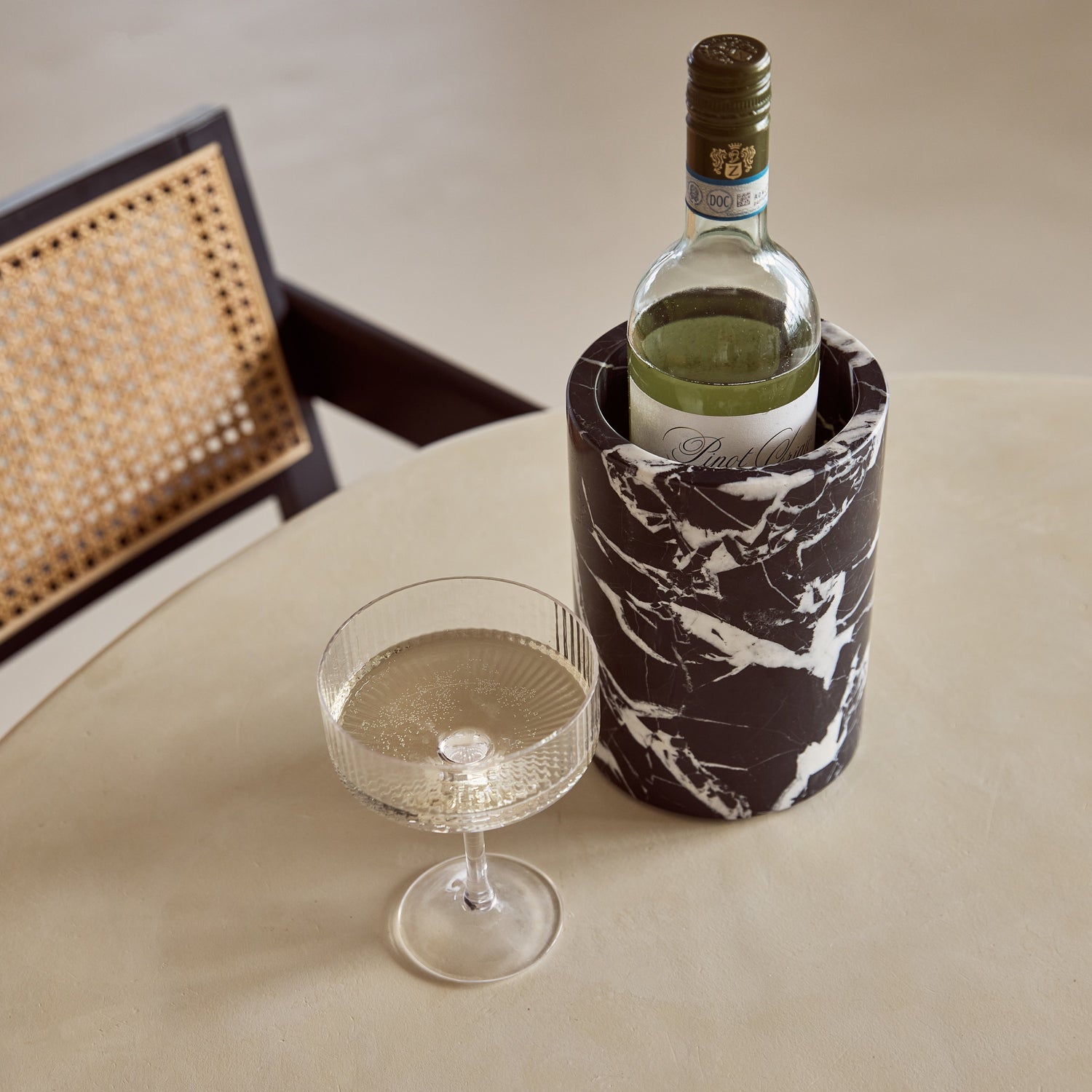 Marble vase/wine cooler black Ø12x18cm