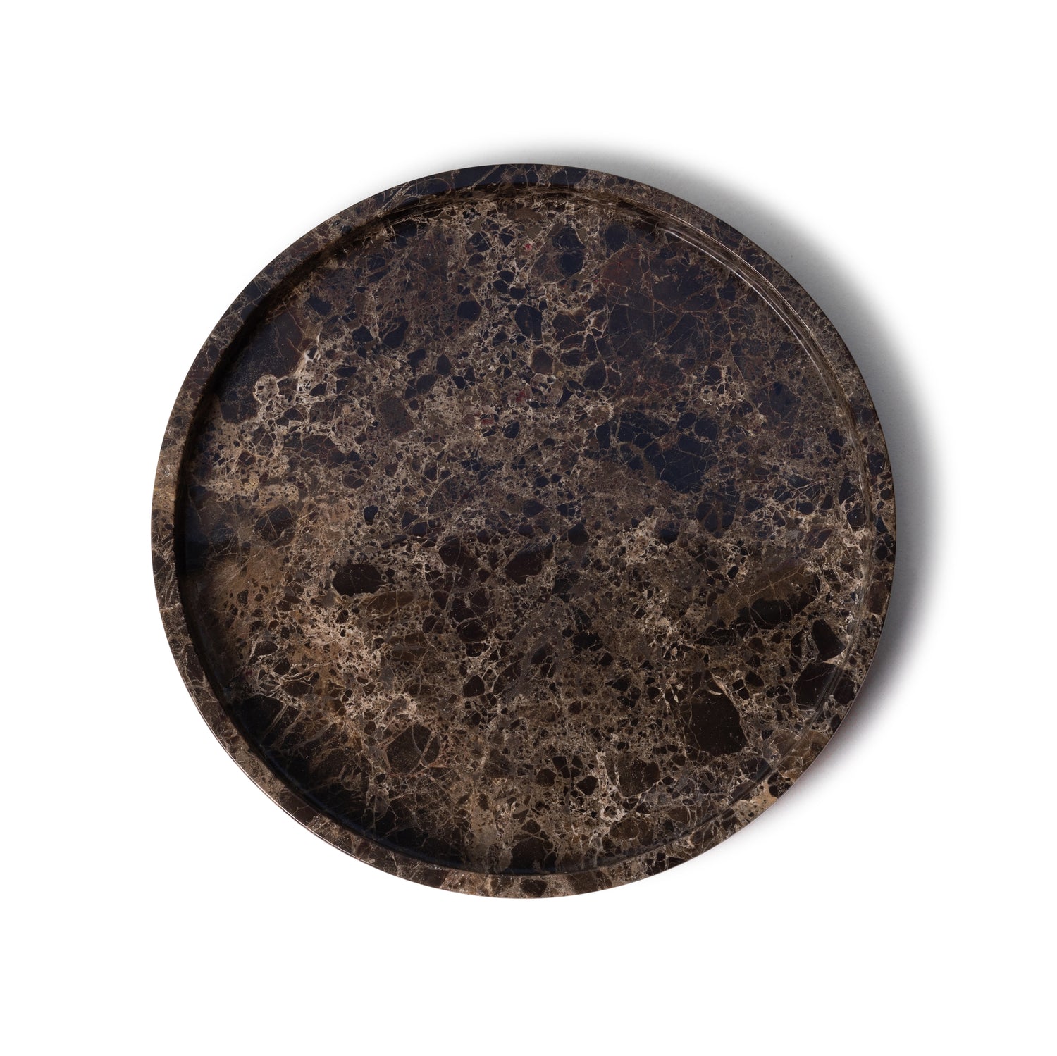 Marmer dienblad rond met rand tray bruin