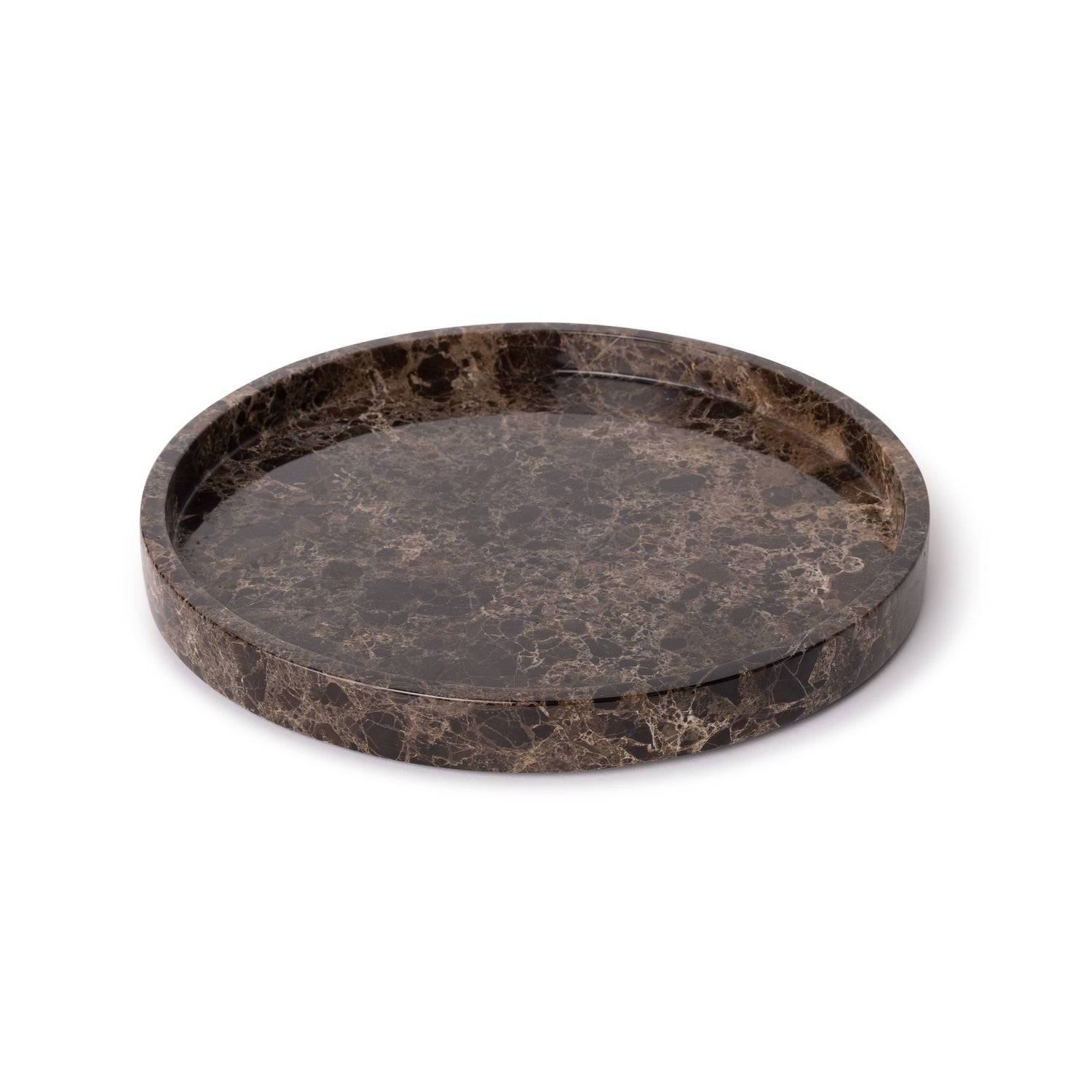 Marmer dienblad rond met rand tray bruin