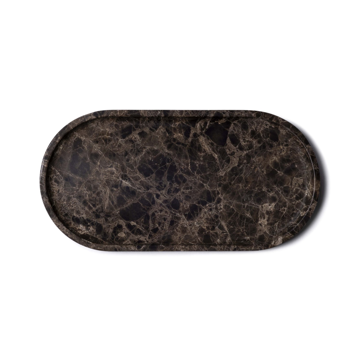 Marble tray oval 30x15cm brown