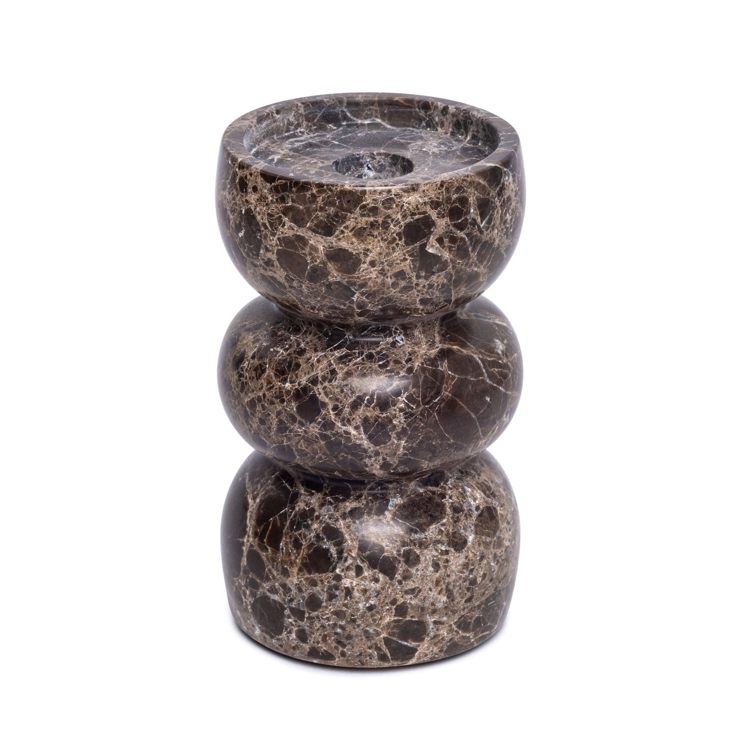Yubí candle holder brown marble H15cm