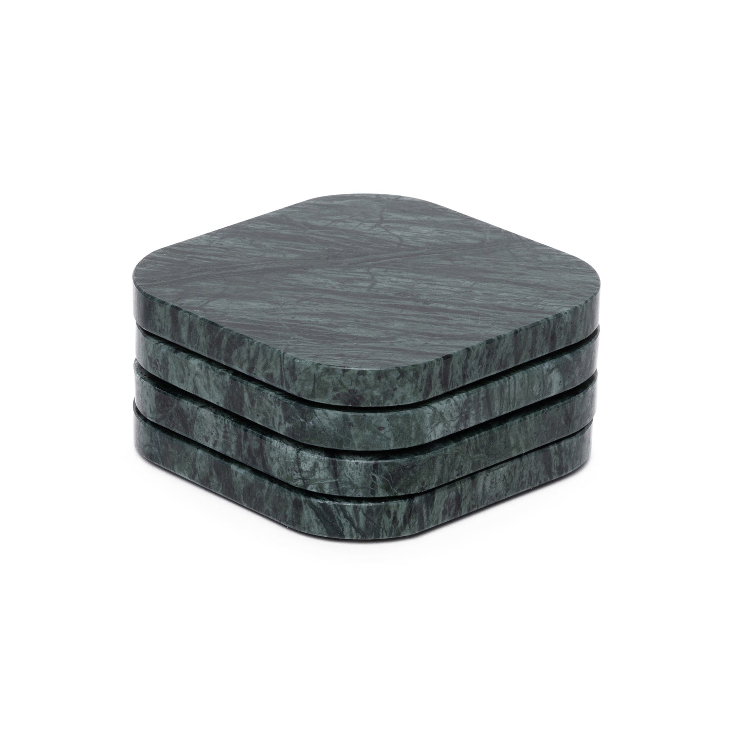 Coaster marble - organic - green set of 4 pieces - 10x10x1cm