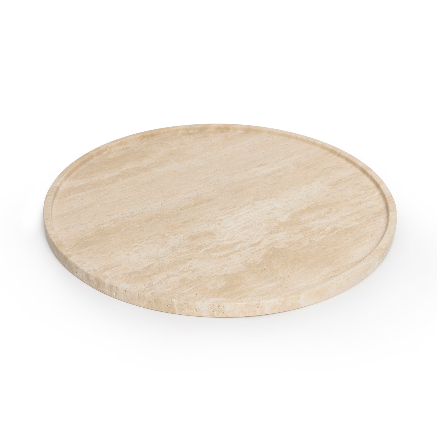 Travertine tray round with edge