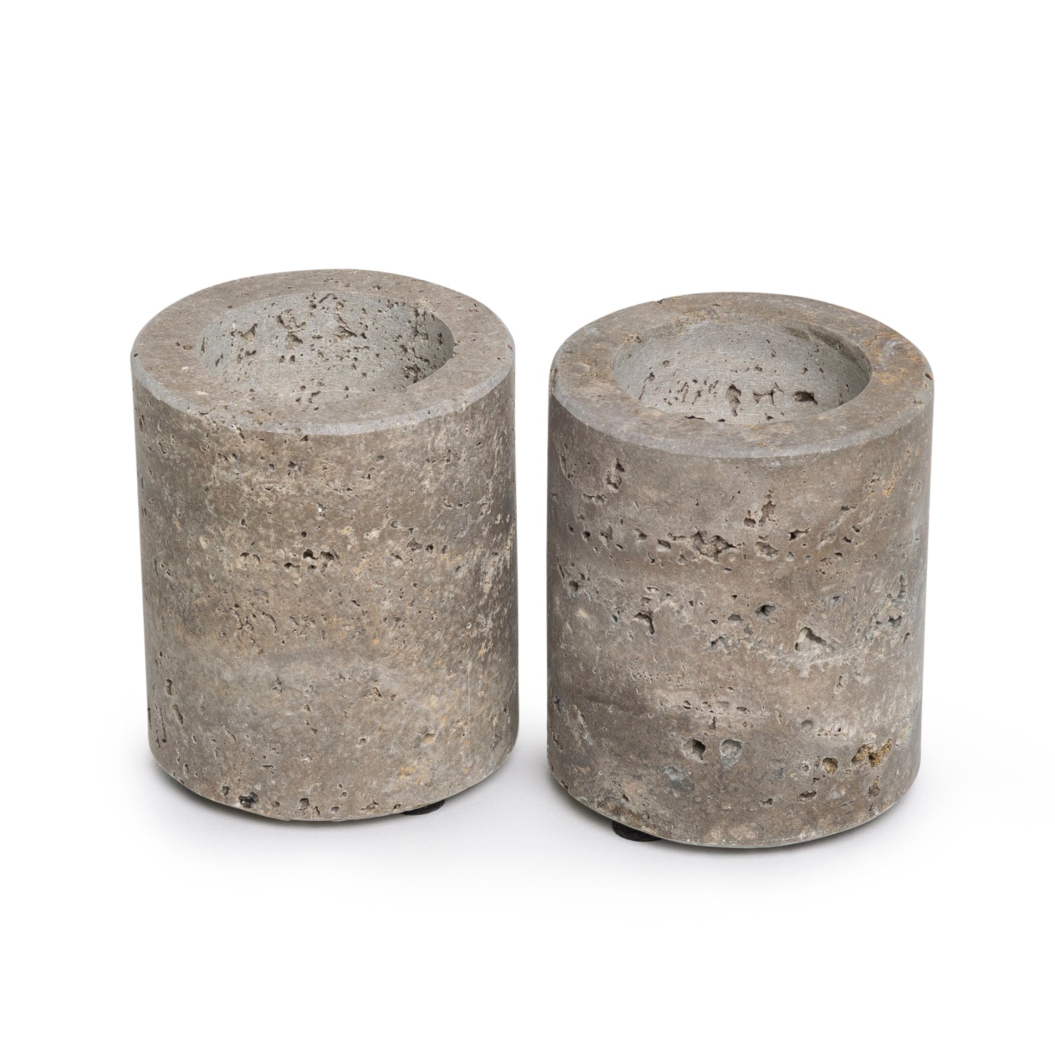 Titanium travertine tealight holder M Ø6x7cm