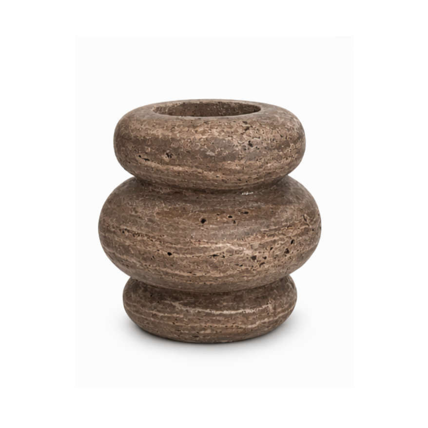 Bublé vase M Ø20x21cm Titanium travertine