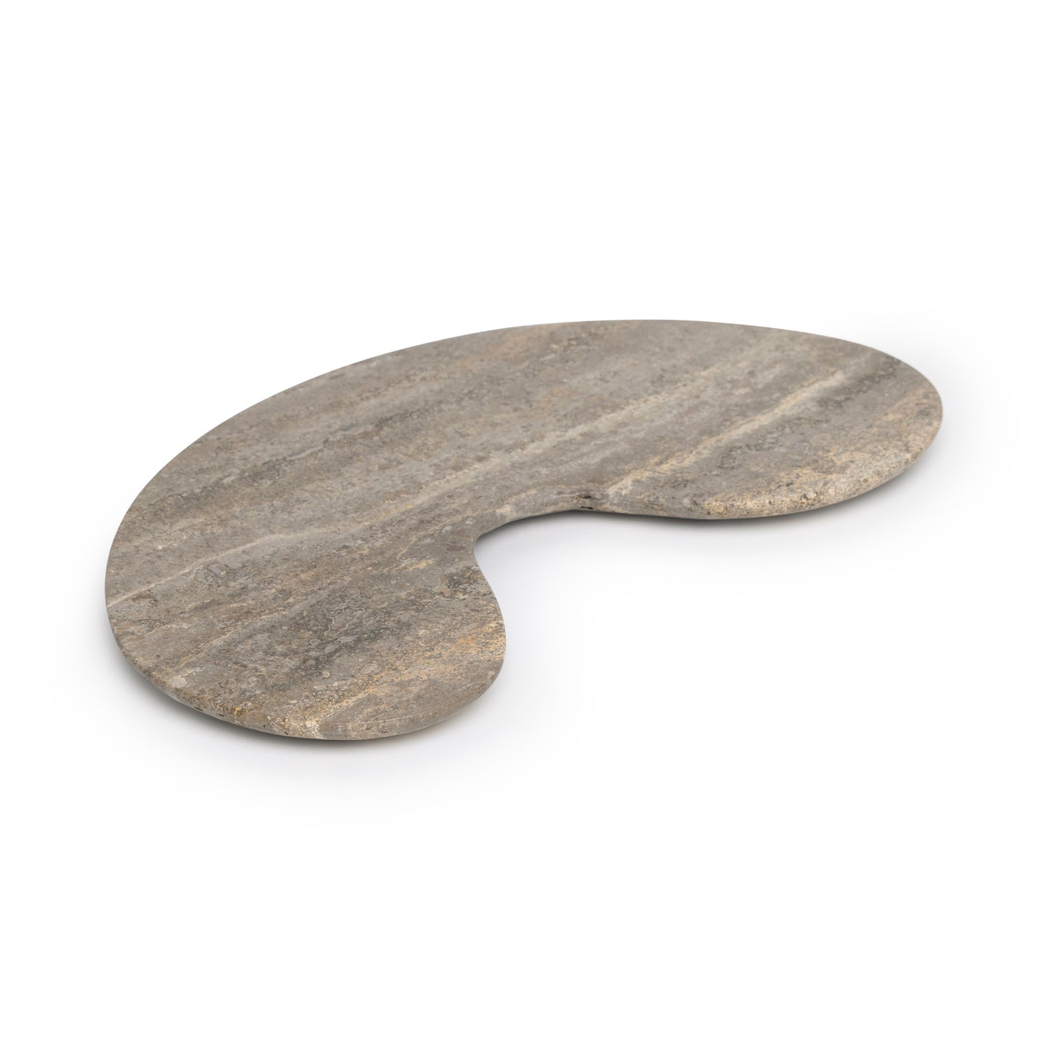 Organic tray Titanium travertine kidney 40x23cm