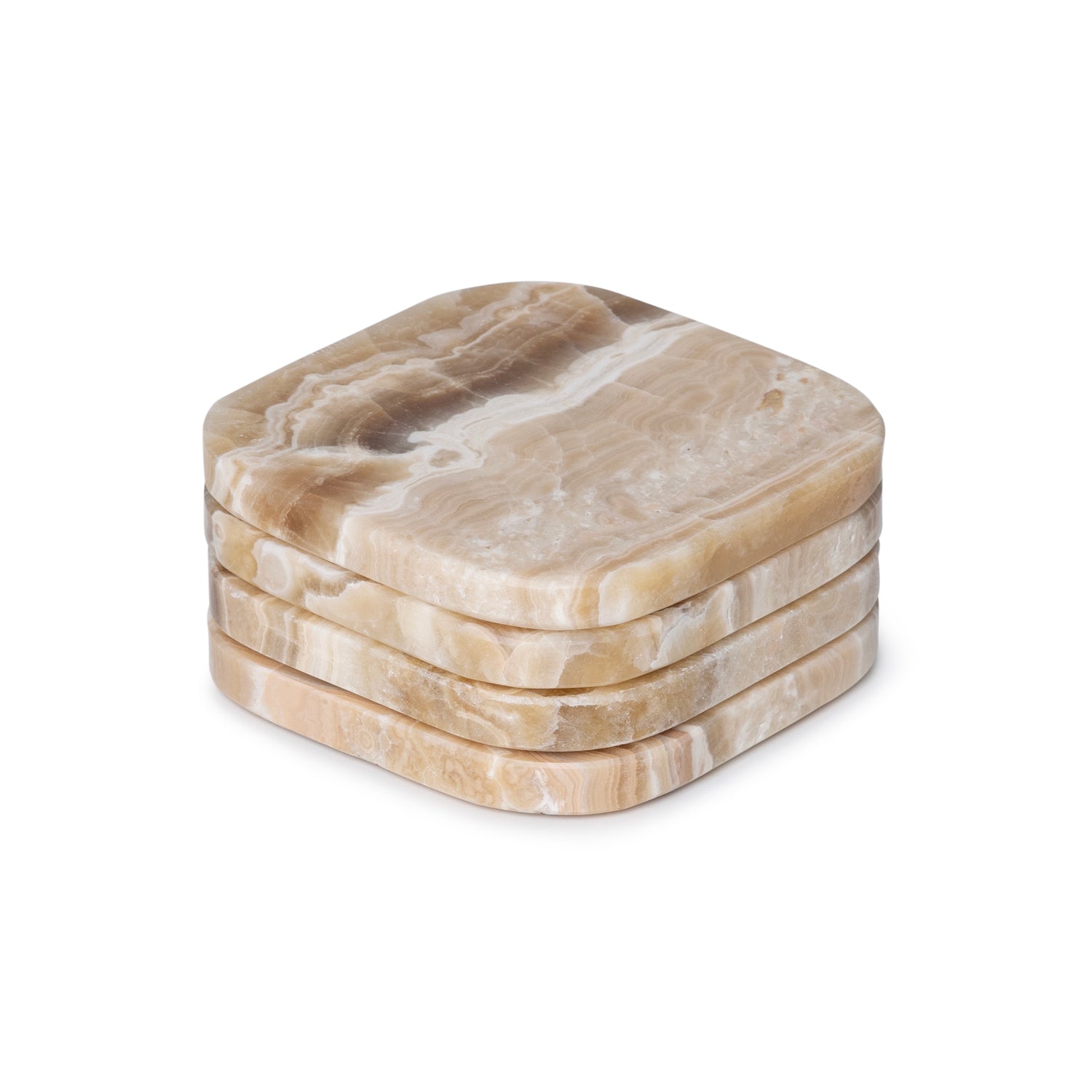Marble coasters - organic - sandal onyx - set of 4 - 10x10x1cm