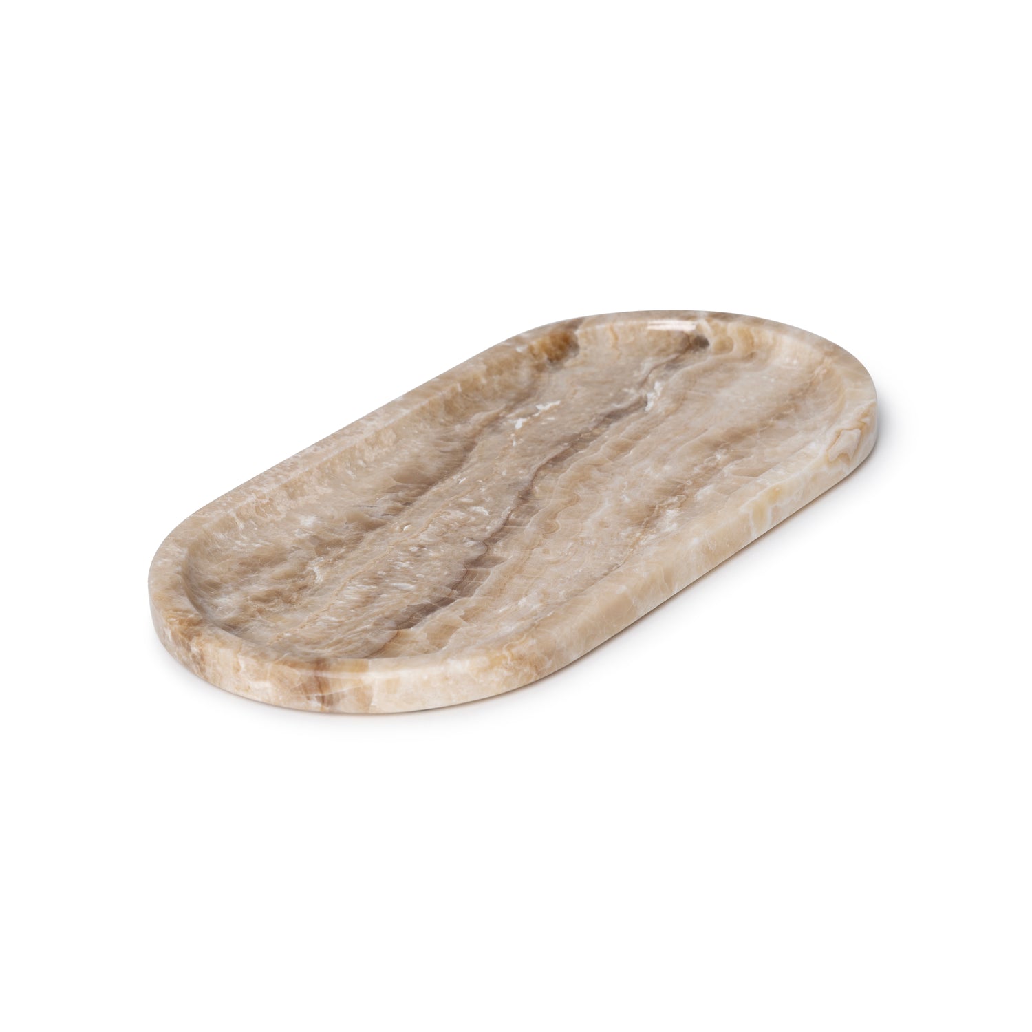 Marble tray oval 30x15cm sandal onyx