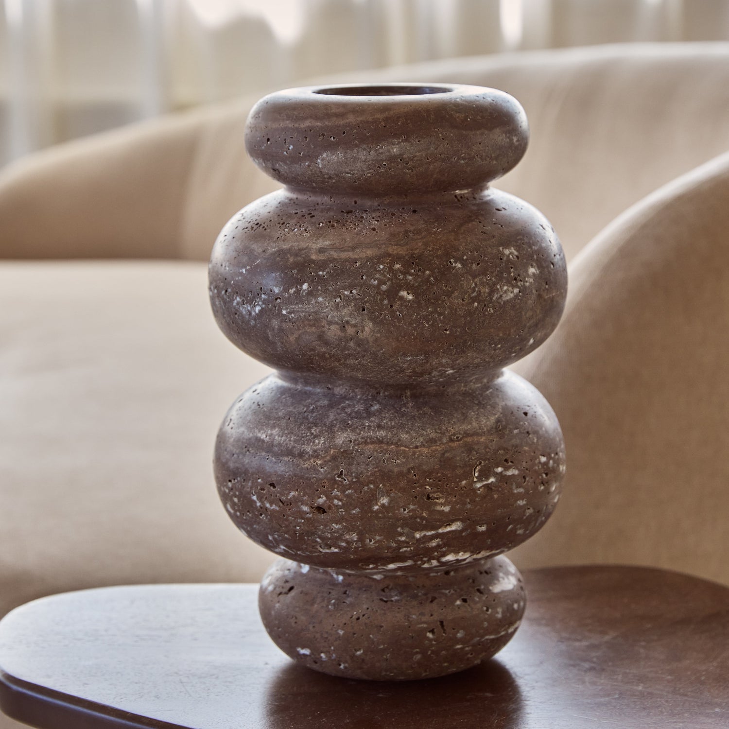 Bublé vase L Ø20x31cm Titanium travertine