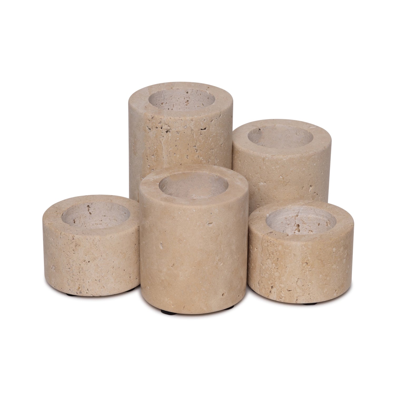 Travertine tea light holder S Ø6x4cm