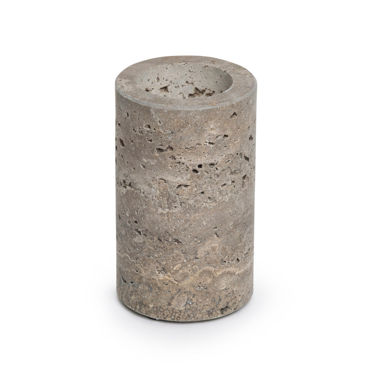 Titanium travertine tealight holder L Ø6x10cm