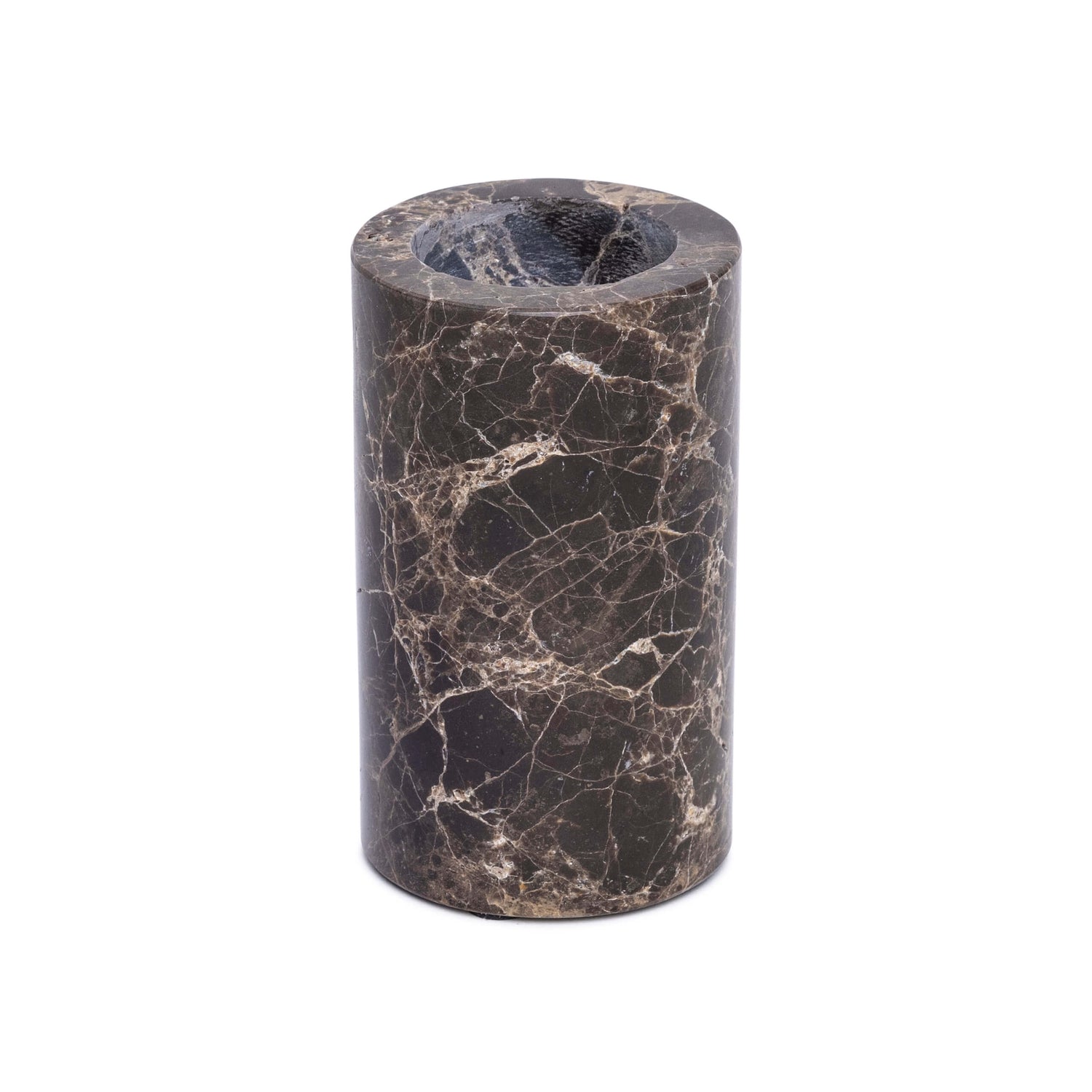 Marble tea light holder L Ø6x10cm brown