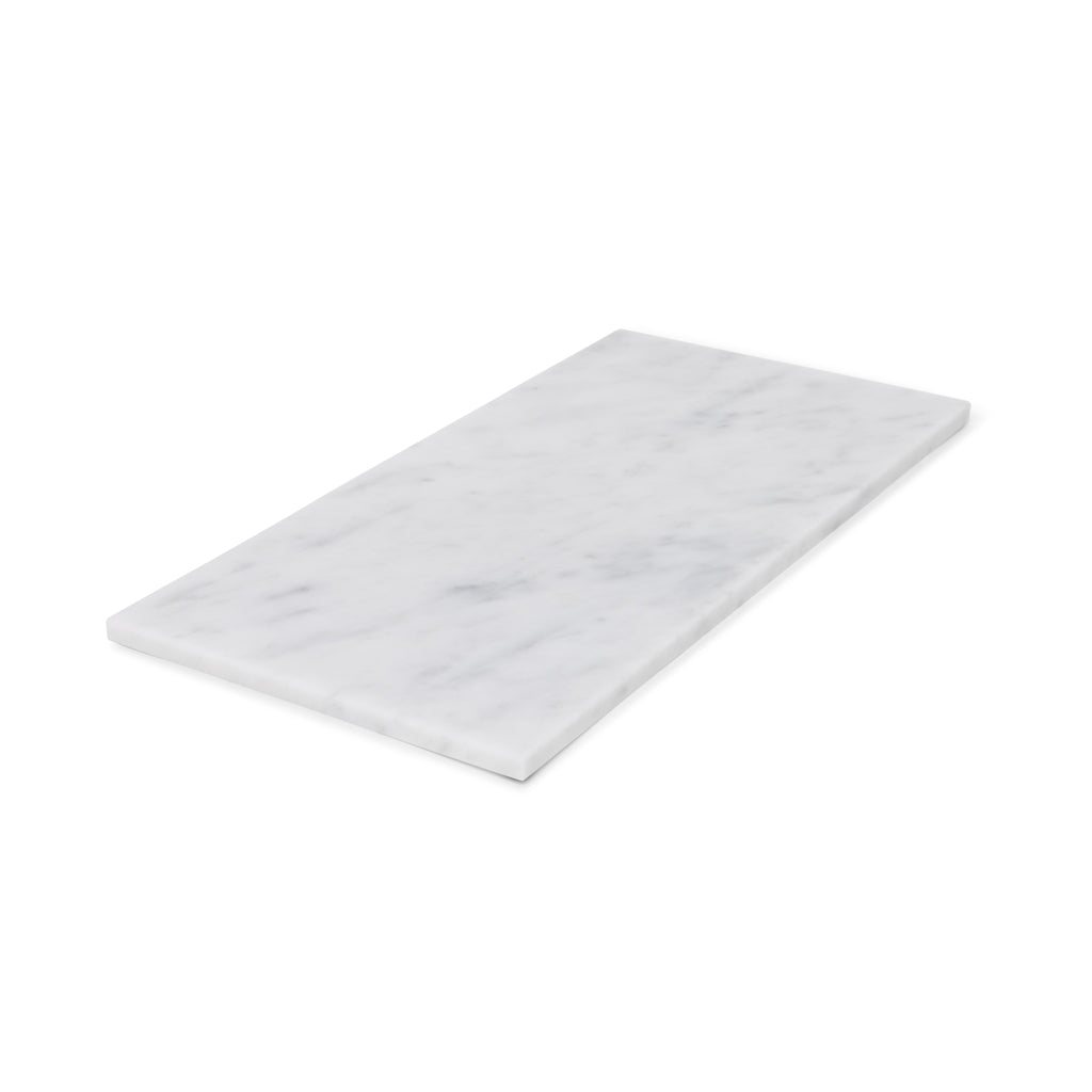 Marmer dienblad rechthoek L wit