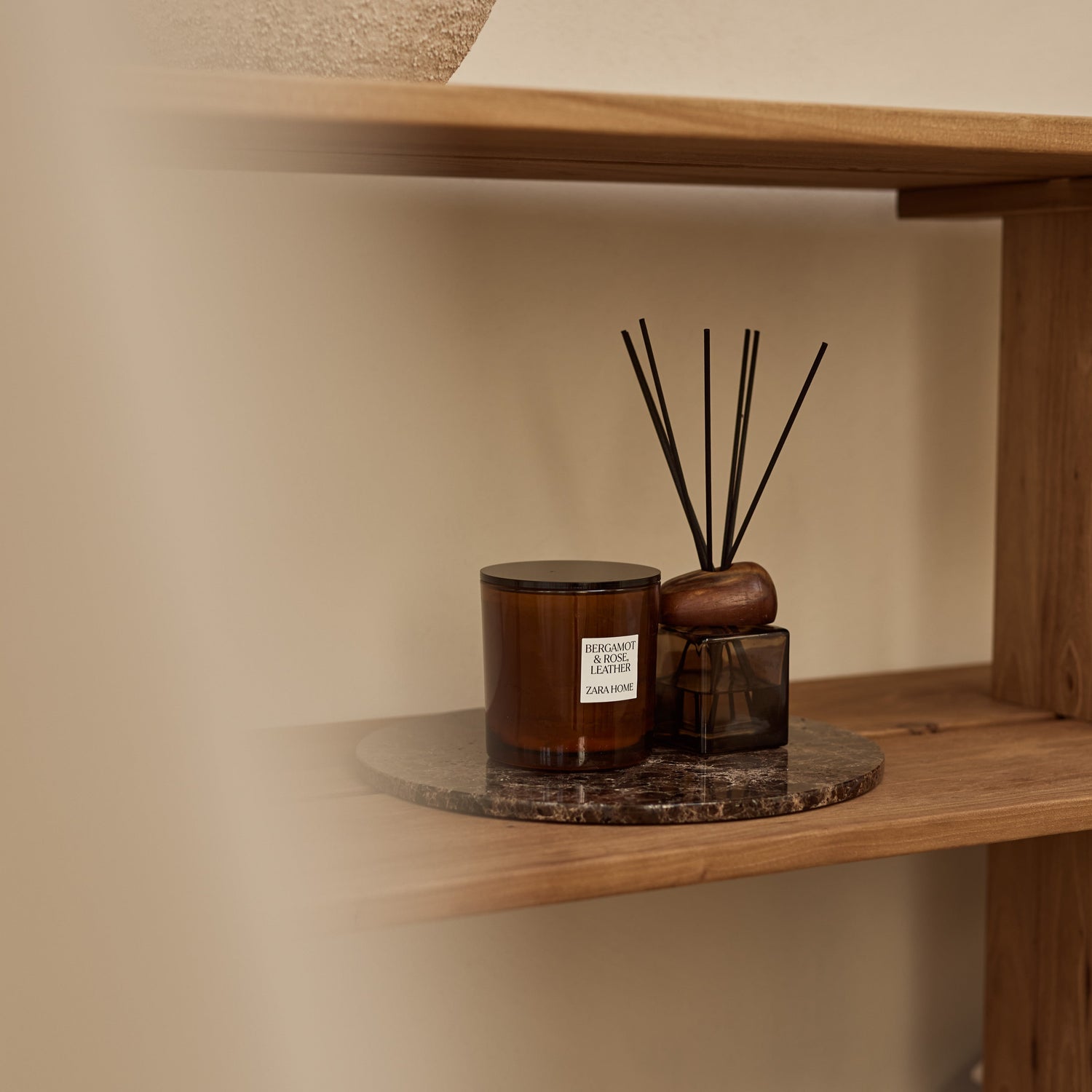 Bruin marmer dienblad rond MOOISA