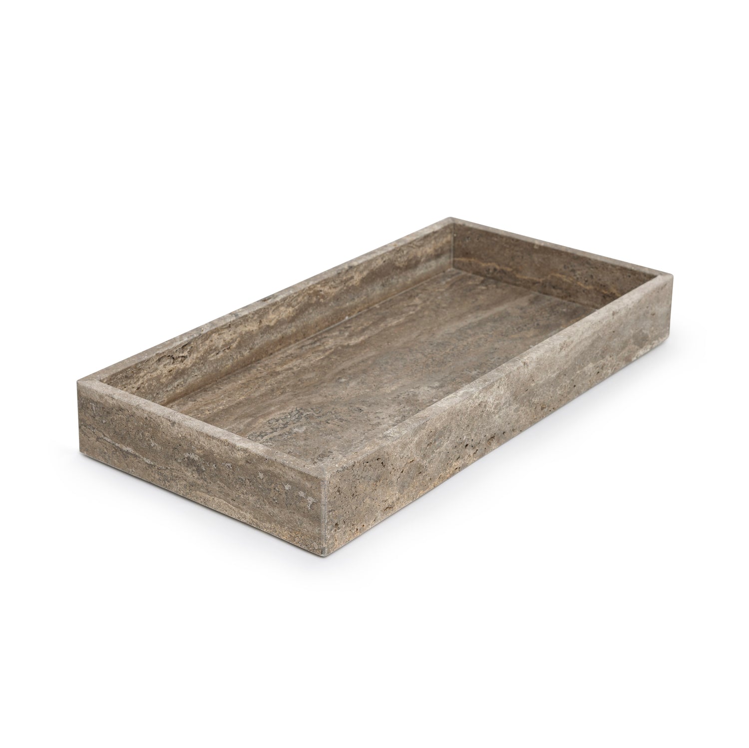 Marble tray with edge 40x20x5cm Titanium travertine