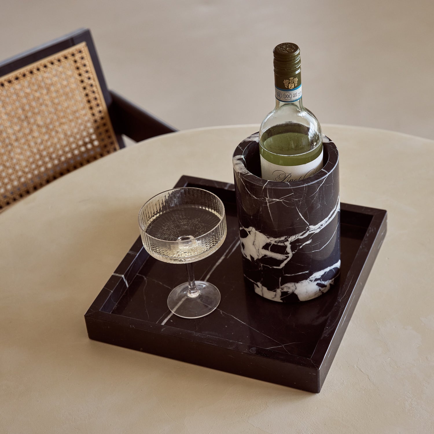 Marble tray 30x30cm black