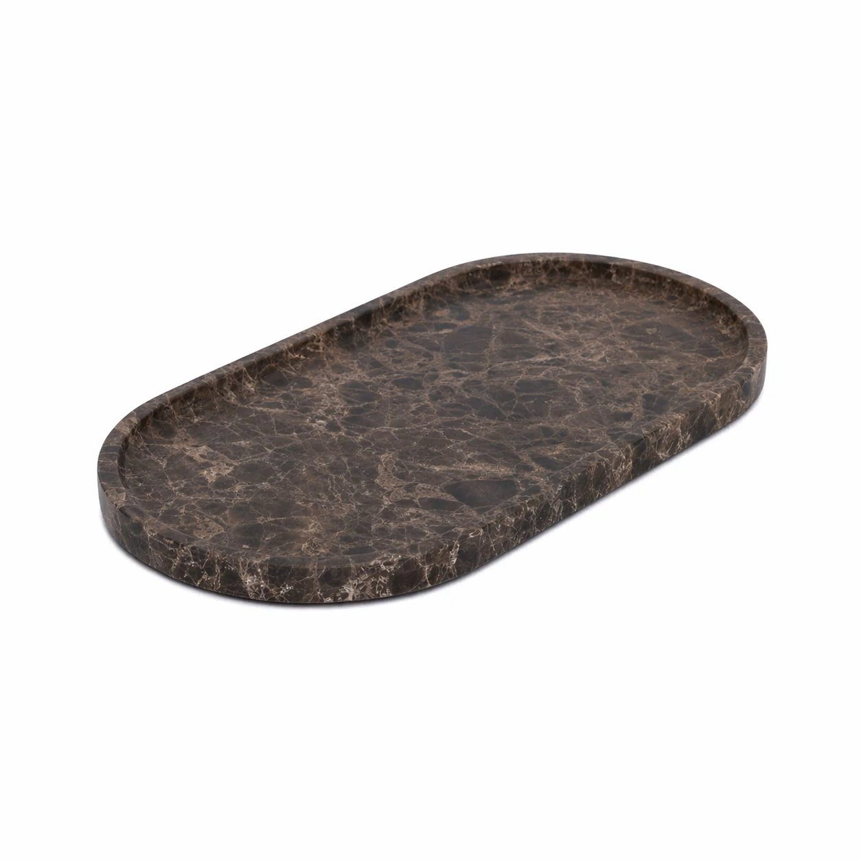 Marble tray oval 30x15cm brown