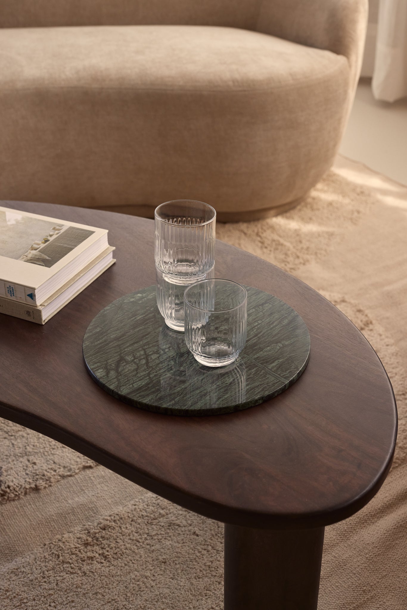 Marmer dienblad rond   groen