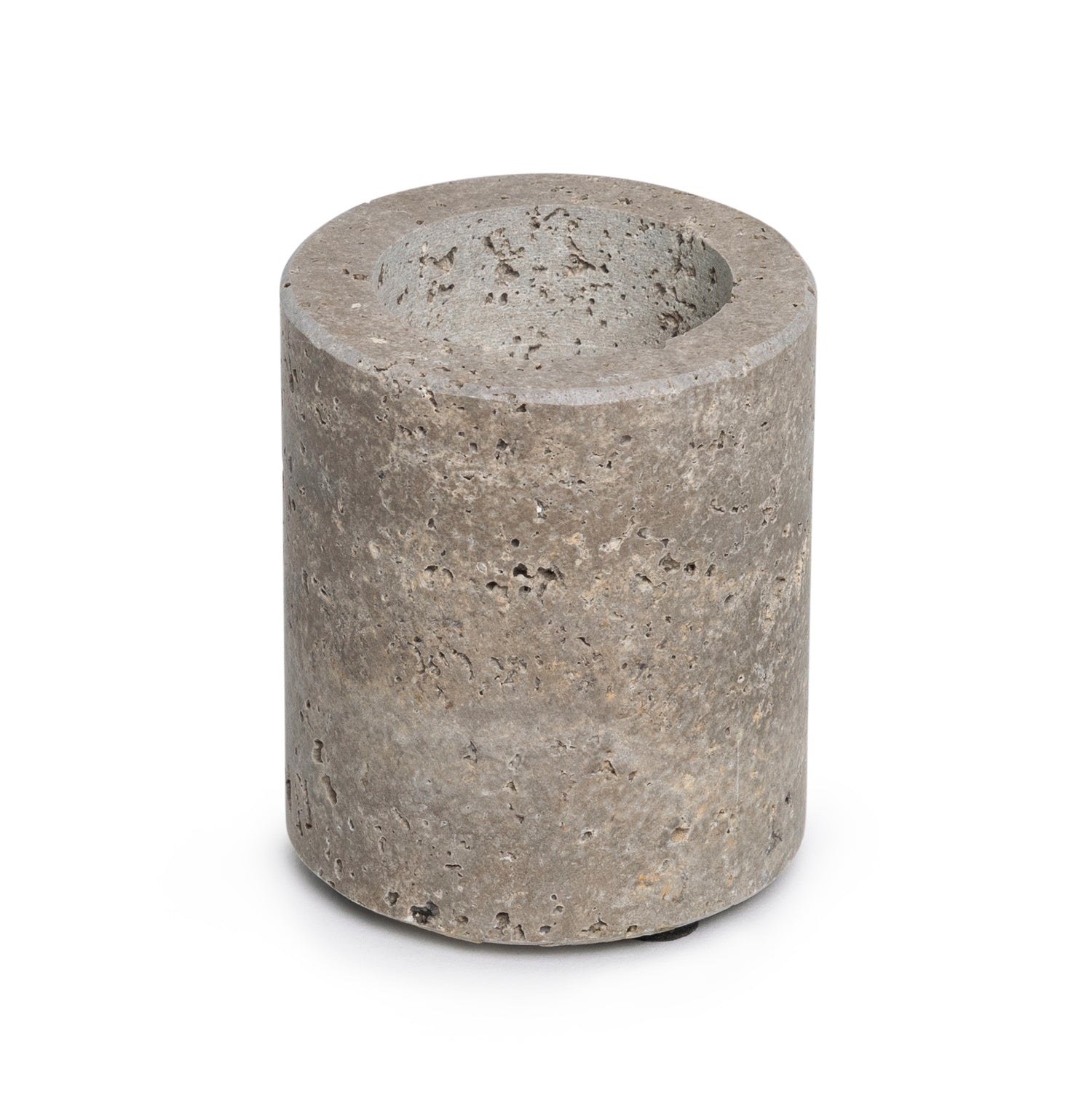 Titanium travertine tealight holder M Ø6x7cm