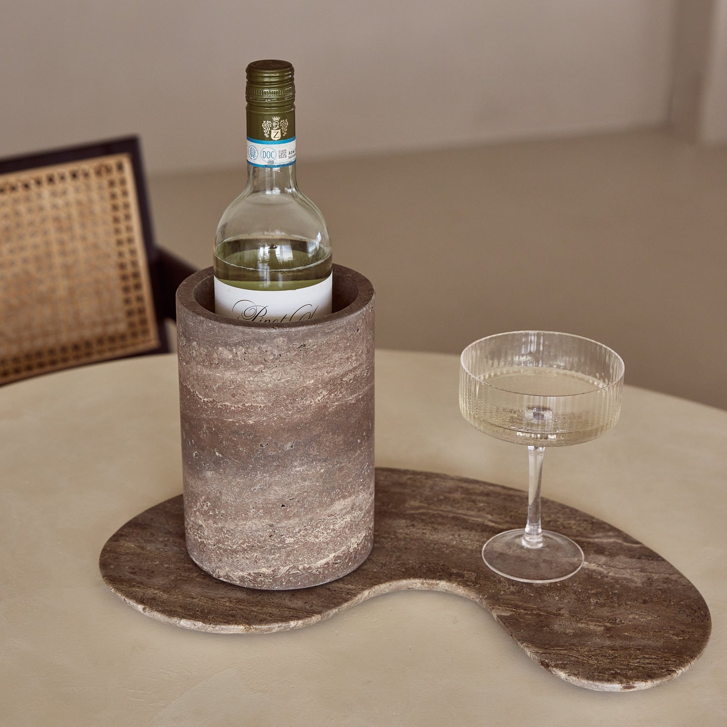 Marble vase/wine cooler brown 18x12cm