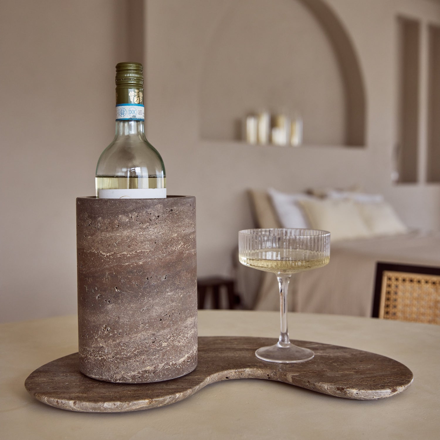 Marble vase/wine cooler brown 18x12cm