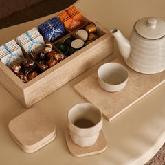 Travertine organizer box onderzetters plateau MOOISA