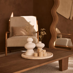 Travertine woonaccessoires dienblad waxinelichtjes MOOISA