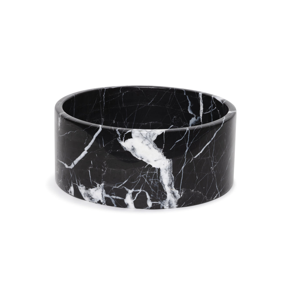 Marmer fruitschaal rond zwart